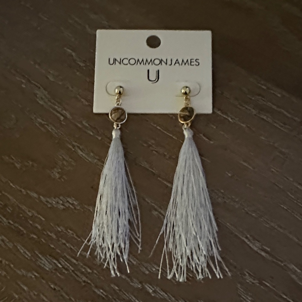 Uncommon James Gold and Cream Tassel Earrings